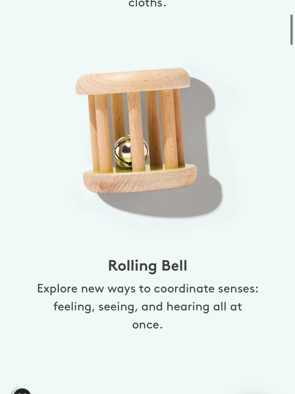 Natural Wood Rolling Bell Sensory Baby Toy -Lovevery Montessori
